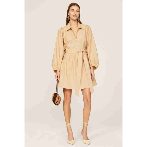 Tanya Taylor Dresses & Skirts - Tanya Taylor Brown Long Sleeves Collared Shirt Dress Medium